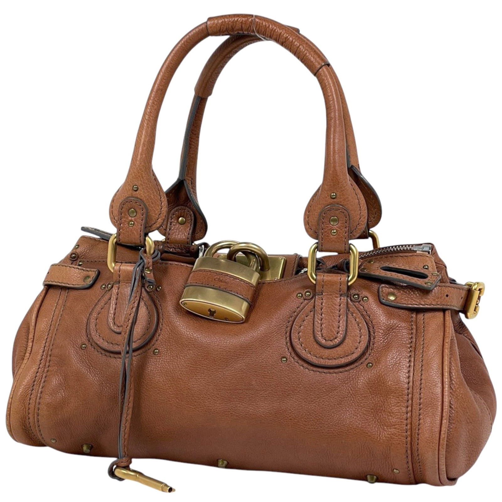 Leather Chlo Handbag: Leather Chlo Handbag A timeless piece of luxury, this brown leather Chlo handbag boasts classic style and sophistication with its rich, supple leather exterior and spacious interior. With its 17cm x 3