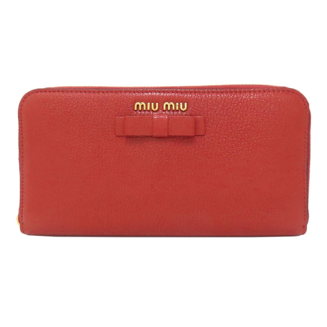 Leather MIUMIU Ribbon motif Long wallet (with coin pocket): Leather MIUMIU Ribbon motif Long wallet (with coin pocket) Elevate your style with the iconic MIUMIU long wallet, boasting a striking red leather exterior and sleek ribbon motif design. The perfect