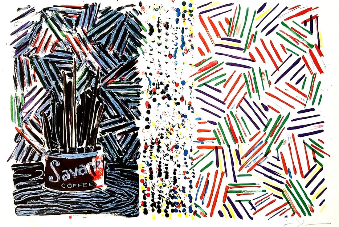 180 Jasper Johns Lithograph Op Numbered: 180 Jasper Johns Lithograph Op Numbered A rare opportunity to own a piece of art history, this 1984 lithograph by Jasper Johns is one of only 180 specimens printed by Atlantis Verlag in Freiburg, Germ