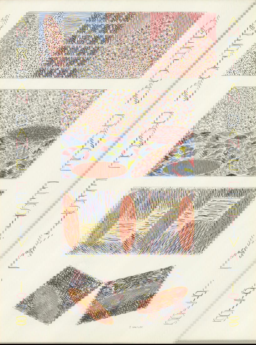 JENNIFER BARTLETT American Dance Festival 1978 31" x 23" Offset Lithograph: JENNIFER BARTLETT American Dance Festival 1978 31" x 23" Offset Lithograph This striking offset lithograph, created by renowned artist Jennifer Bartlett in 1978, captures the essence of the American