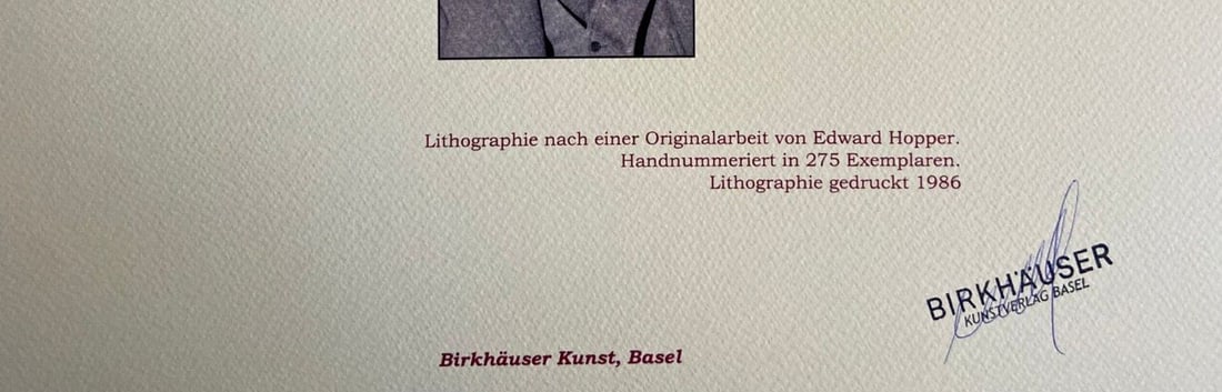 Limited Edward Hopper Lithograph Numbered - 9