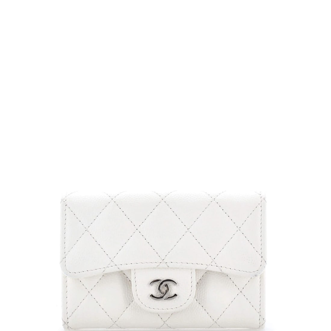 Chanel Quilted Caviar Classic Flap Card Case: Chanel Quilted Caviar Classic Flap Card Case A quintessential piece of luxury, the Chanel Quilted Caviar Classic Flap Card Case is a timeless masterpiece of design and craftsmanship. Its iconic
