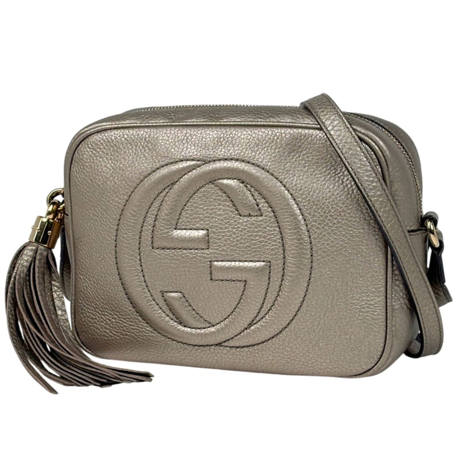 Gucci Leather Shoulder Bag: Gucci Leather Shoulder Bag Elevate your everyday style with this luxurious Gucci leather shoulder bag, boasting sleek gold hardware and premium quality craftsmanship. With its spacious interior and