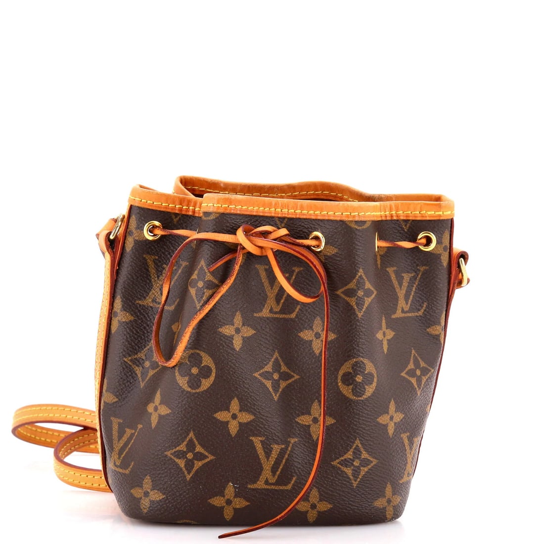 Louis Vuitton Noe Handbag - Monogram Canvas Nano: Louis Vuitton Noe Handbag - Monogram Canvas Nano The iconic Louis Vuitton Noe Handbag is a timeless classic, boasting the signature monogram canvas design and sleek nano silhouette. With its rich brow