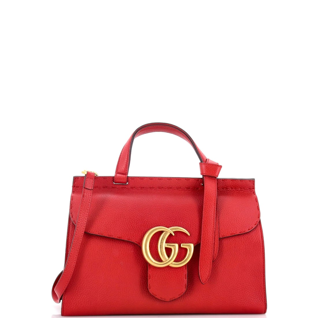 Gucci GG Marmont Small Top Handle Leather Bag: Gucci GG Marmont Small Top Handle Leather Bag The Gucci GG Marmont Small Top Handle Leather Bag is a timeless and stylish accessory that exudes luxury. With its iconic red exterior, aged gold hardware