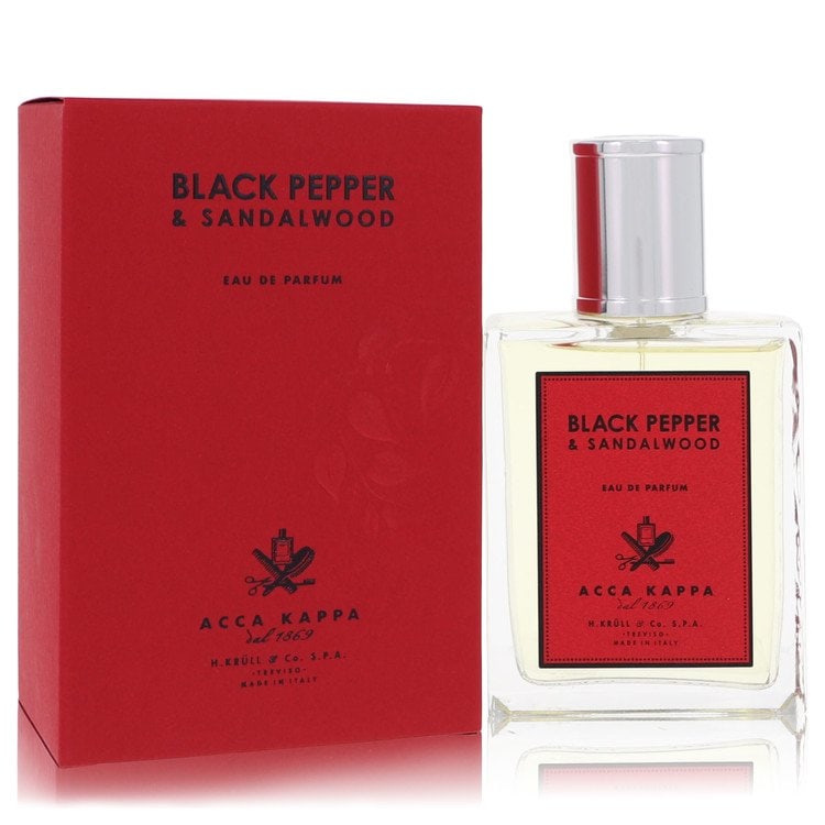 Acca Kappa Eau De Parfum - Black Pepper & Sandalwood Cologne Spray: Acca Kappa Eau De Parfum - Black Pepper & Sandalwood Cologne Spray Experience the sophisticated charm of Acca Kappa's Black Pepper & Sandalwood Eau De Parfum, a rich and invigorating cologne spray
