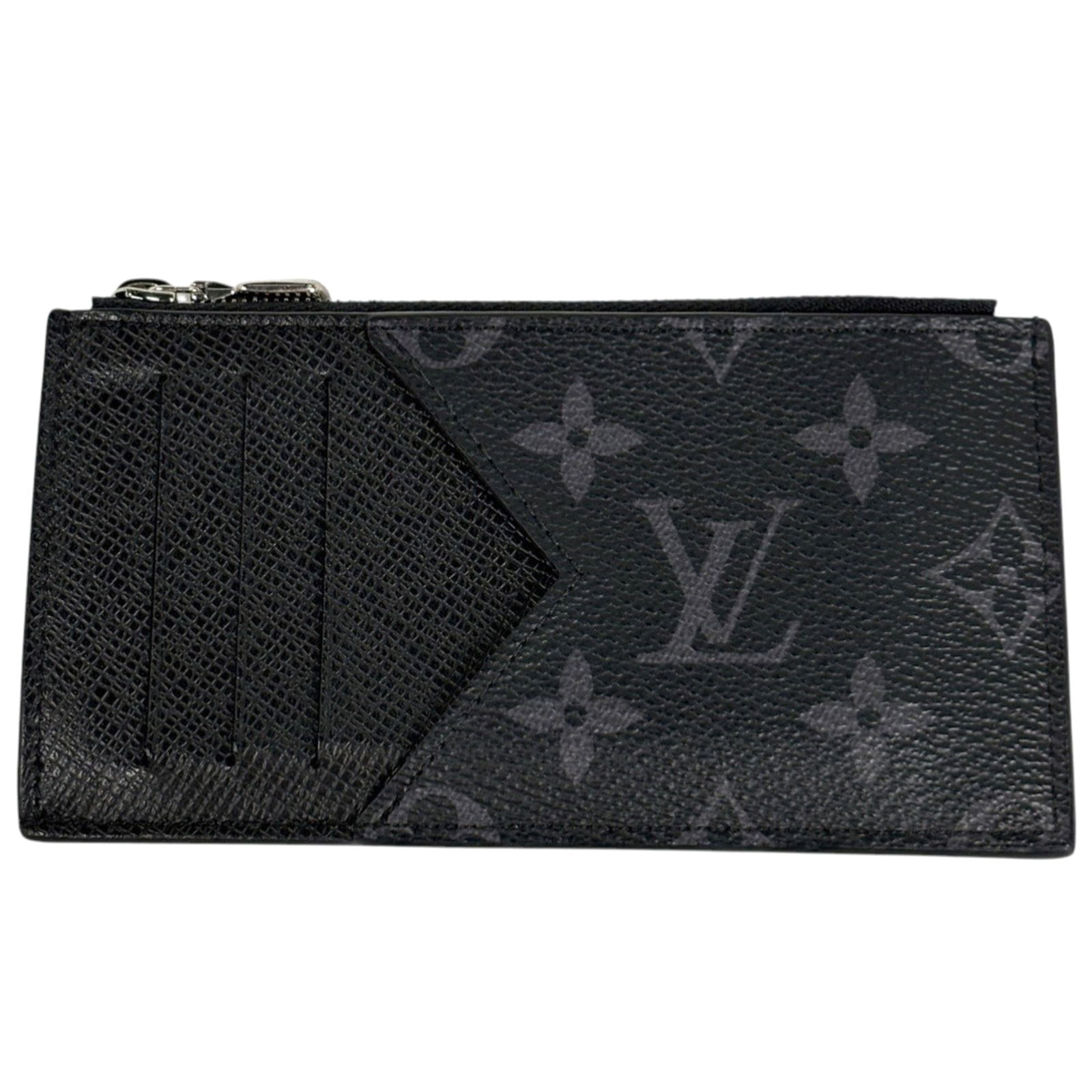 Taigarama Louis Vuitton Card Case: Taigarama Louis Vuitton Card Case A sleek and sophisticated accessory for the modern gentleman, this Louis Vuitton card case boasts the iconic Taigarama design in luxurious black leather. With its