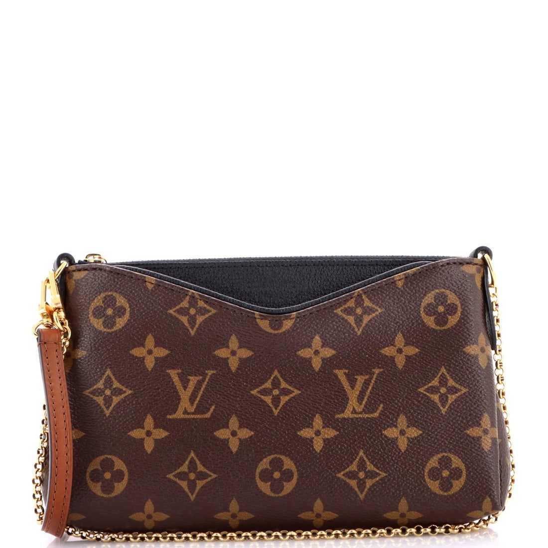 Louis Vuitton Pallas Clutch - Monogram Canvas and Leather: Louis Vuitton Pallas Clutch - Monogram Canvas and Leather Elevate your evening look with the iconic Louis Vuitton Pallas Clutch, boasting the signature monogram canvas exterior and supple leather
