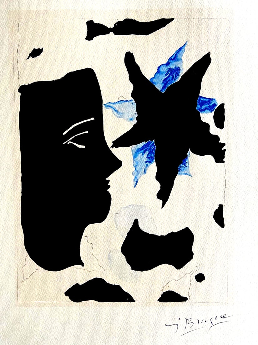 Seurat - Georges Braque Lithograph Op Published: Seurat - Georges Braque Lithograph Op Published A rare and iconic lithograph by the master of Cubism, Georges Braque, printed in 1976 by the renowned Mourlot brothers. This stunning work, measuring