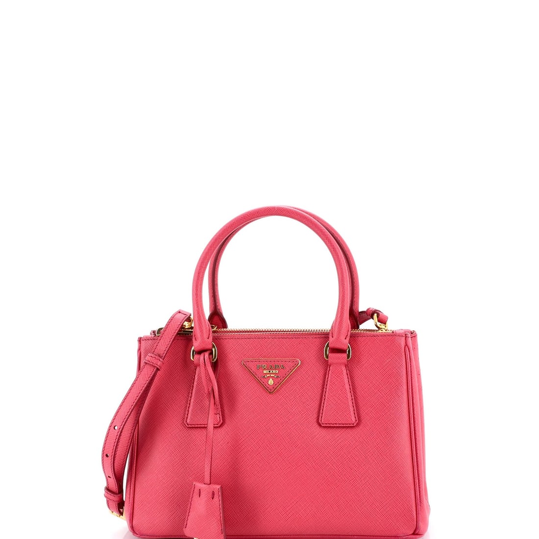 Prada Galleria Double Zip Saffiano Leather Small Tote: Prada Galleria Double Zip Saffiano Leather Small Tote The Prada Galleria Double Zip Saffiano Leather Small Tote is a stylish and practical accessory, boasting the iconic brand's signature Saffiano