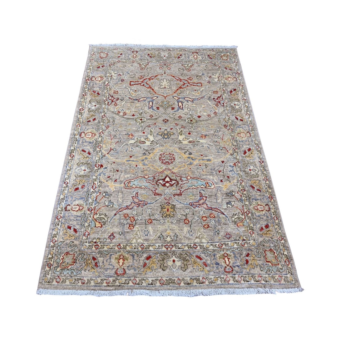 Peshawar Bijar Garus Design Pure Wool Rug, 3'10"x5'9", Gray (1 of 6)