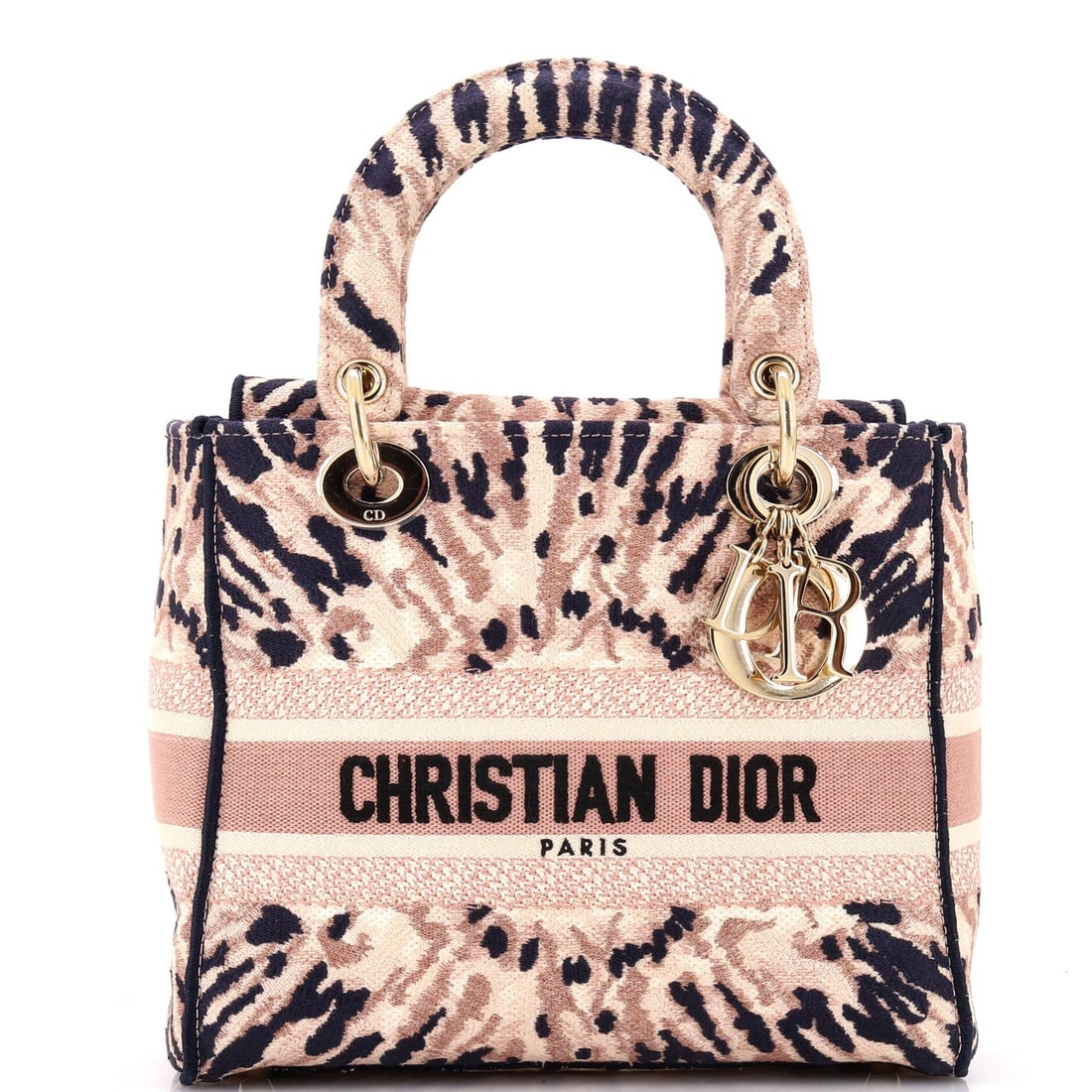Christian Dior Lady D-Lite Embroidered Canvas Medium Bag: Christian Dior Lady D-Lite Embroidered Canvas Medium Bag The Christian Dior Lady D-Lite Embroidered Canvas Medium Bag is a stunning example of timeless elegance, boasting a beautiful embroidered