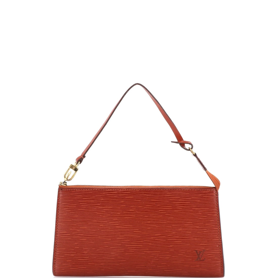 Leather Louis Vuitton Pochette Accessoires Epi: Leather Louis Vuitton Pochette Accessoires Epi A timeless piece from the iconic Louis Vuitton Pochette Accessoires Epi collection, this brown leather clutch boasts classic elegance with its signature