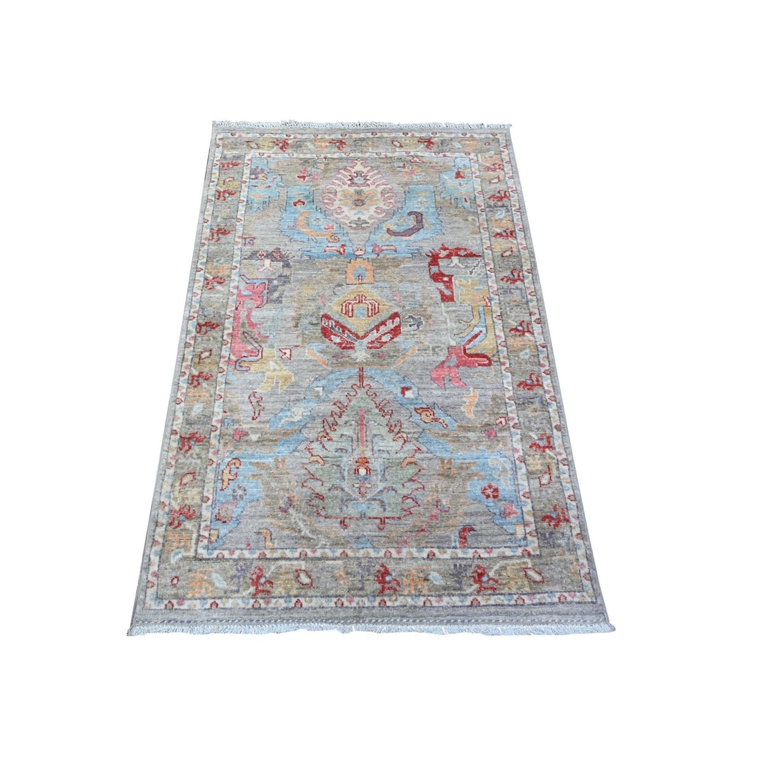 Rug 3'x4'8" Gray Sultanabad Leaf design Hand Knotted Oriental: Rug 3'x4'8" Gray Sultanabad Leaf design Hand Knotted Oriental Experience the timeless beauty of Afghan craftsmanship with this stunning 3'x4'8" Gray Sultanabad Leaf design Hand Knotted Oriental rug,