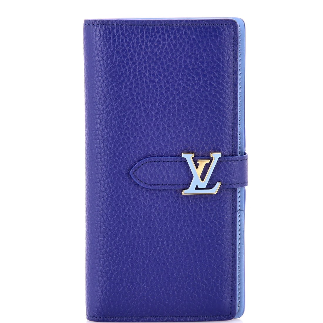 Louis Vuitton Capucines Vertical Leather Wallet: Louis Vuitton Capucines Vertical Leather Wallet A stunning Louis Vuitton Capucines Vertical Leather Wallet in rich blue leather, boasting the iconic brand's signature style and craftsmanship. With