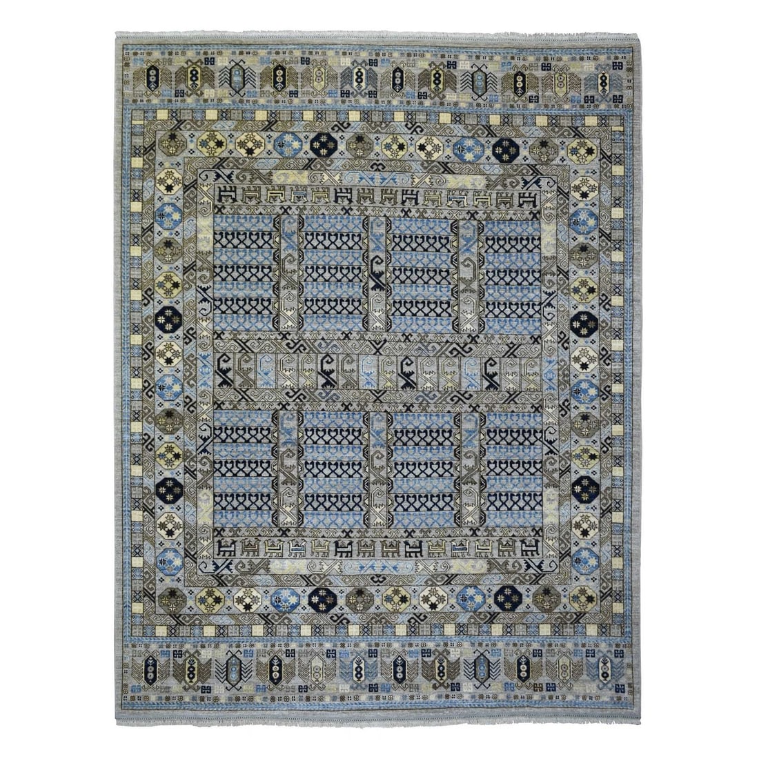 Soft Gray Afghan Ersari Hand-Knotted Wool Rug (8'3"x10'): Soft Gray Afghan Ersari Hand-Knotted Wool Rug (8'3"x10') Experience the timeless beauty of traditional Afghan craftsmanship with this stunning Soft Gray Ersari hand-knotted wool rug, expertly woven