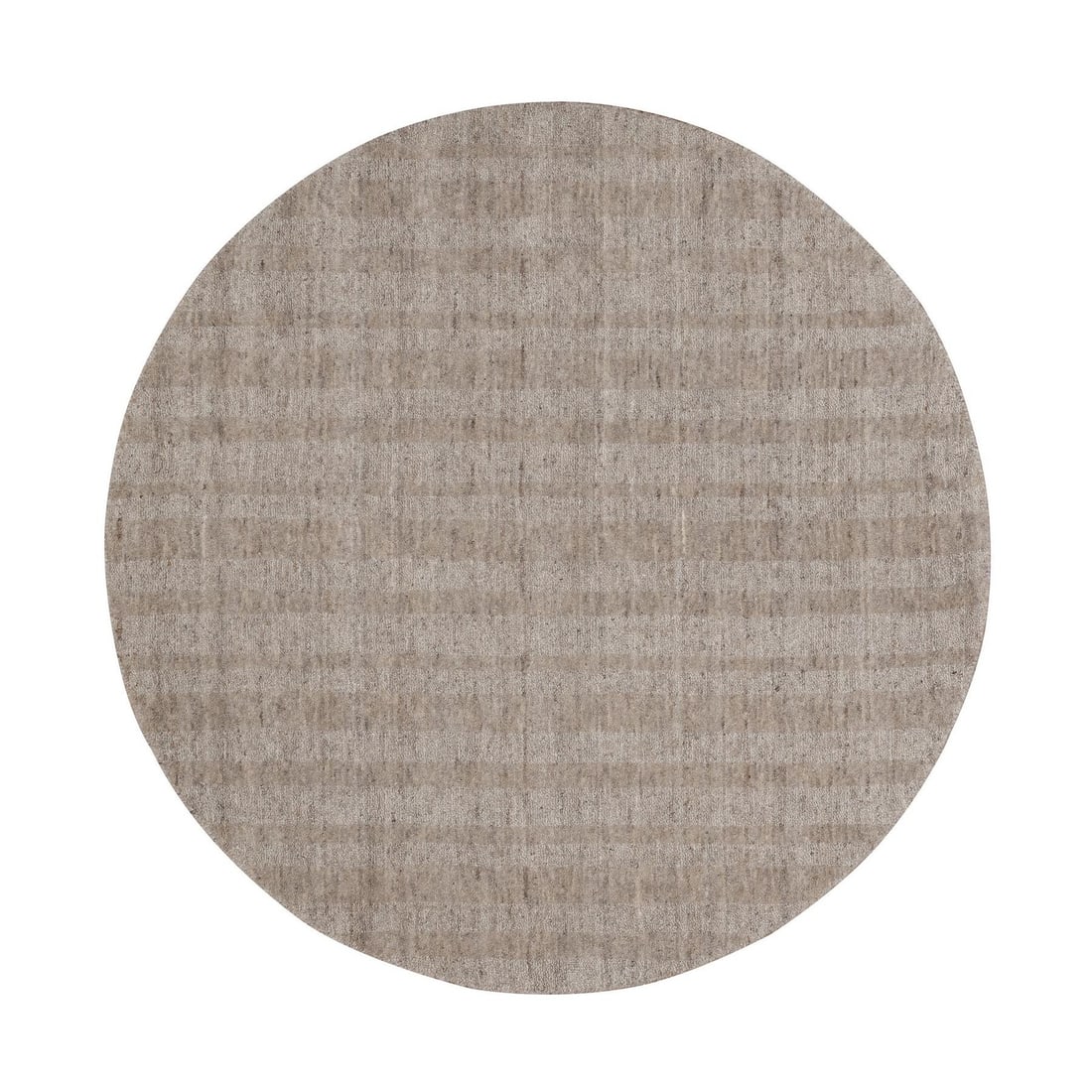 Rug 4'10"x4'10" Brown Hand Loomed Salt and Pepper Design Pure Wool Round: Rug 4'10"x4'10" Brown Hand Loomed Salt and Pepper Design Pure Wool Round Experience the warmth and texture of traditional Indian craftsmanship with this stunning 4'10"x4'10" brown hand loomed salt