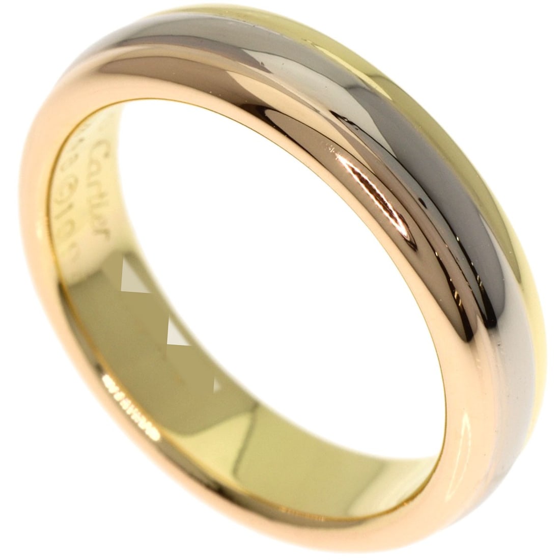 CARTIER 3 colors #48 Ring K18 Yellow Gold 18K Pink: CARTIER 3 colors #48 Ring K18 Yellow Gold 18K Pink A stunning Cartier ring in 18K K18 yellow gold, this elegant piece boasts a rich three-color design that adds depth and visual interest to its classi