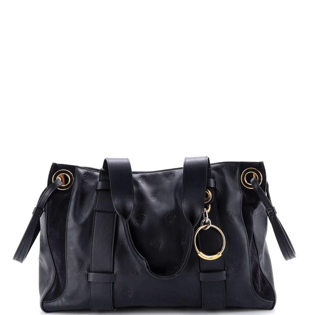 Medium Chloe Tao Zipped Tote Little Horses Embroidered Leather: Medium Chloe Tao Zipped Tote Little Horses Embroidered Leather A sleek and sophisticated medium tote from Chloe, the Tao Zipped Tote boasts elegant embroidered leather details and a chic black