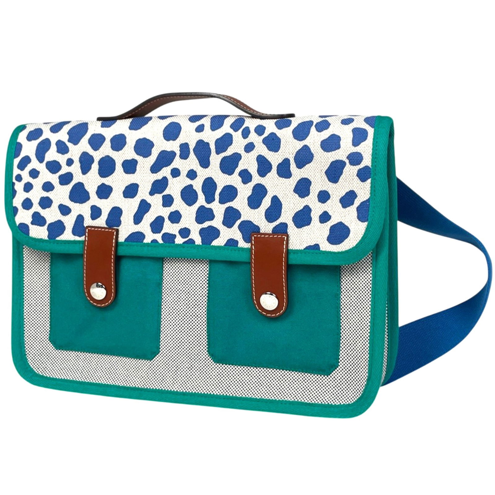 Hermes Toile H Leather Backpack: Hermes Toile H Leather Backpack A vintage find for the fashionista, this iconic Hermes Toile H leather backpack boasts a stunning blue-green and brown color combination that exudes classic elegance.