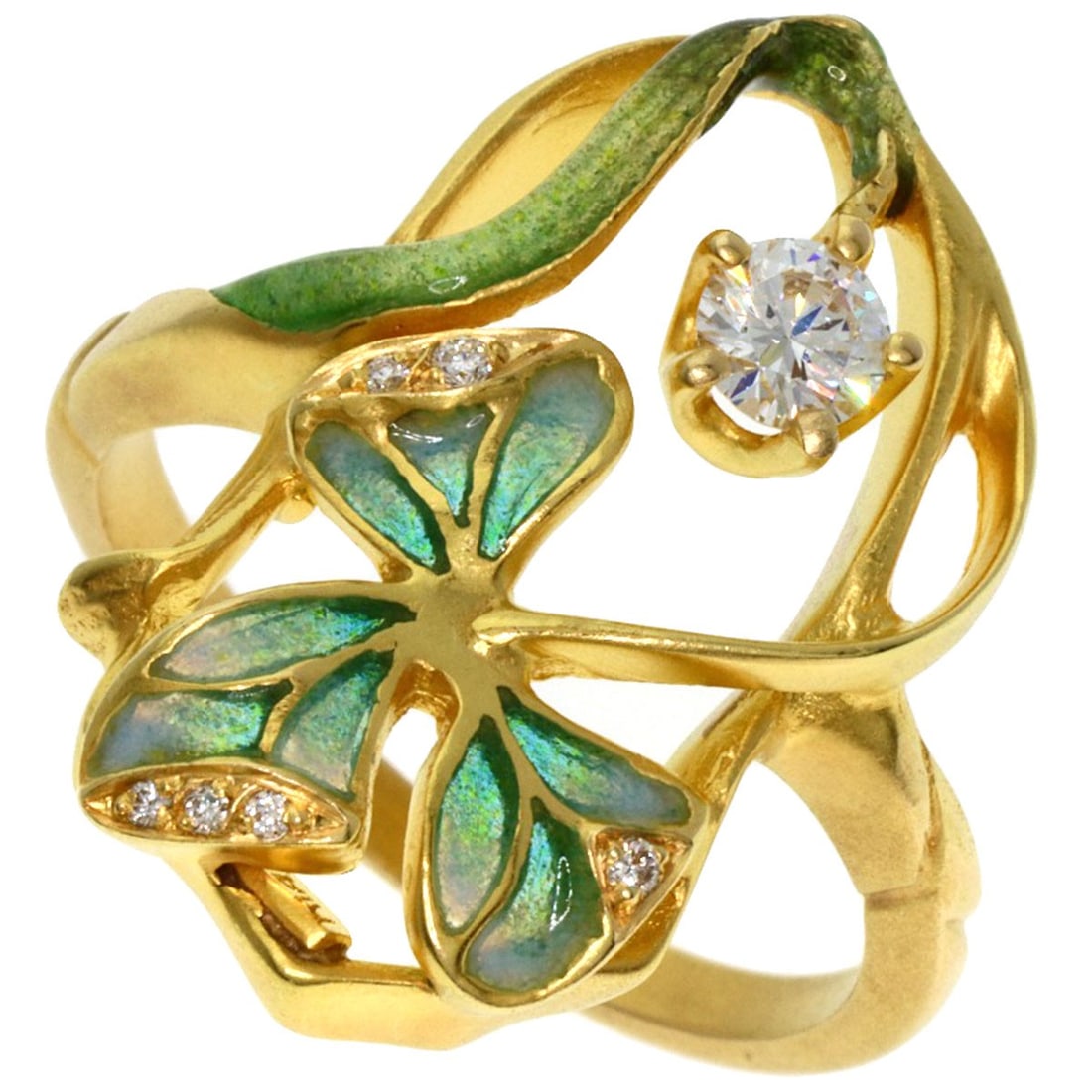 K18 Yellow Gold Diamond Ring in Enamel (1 of 6)