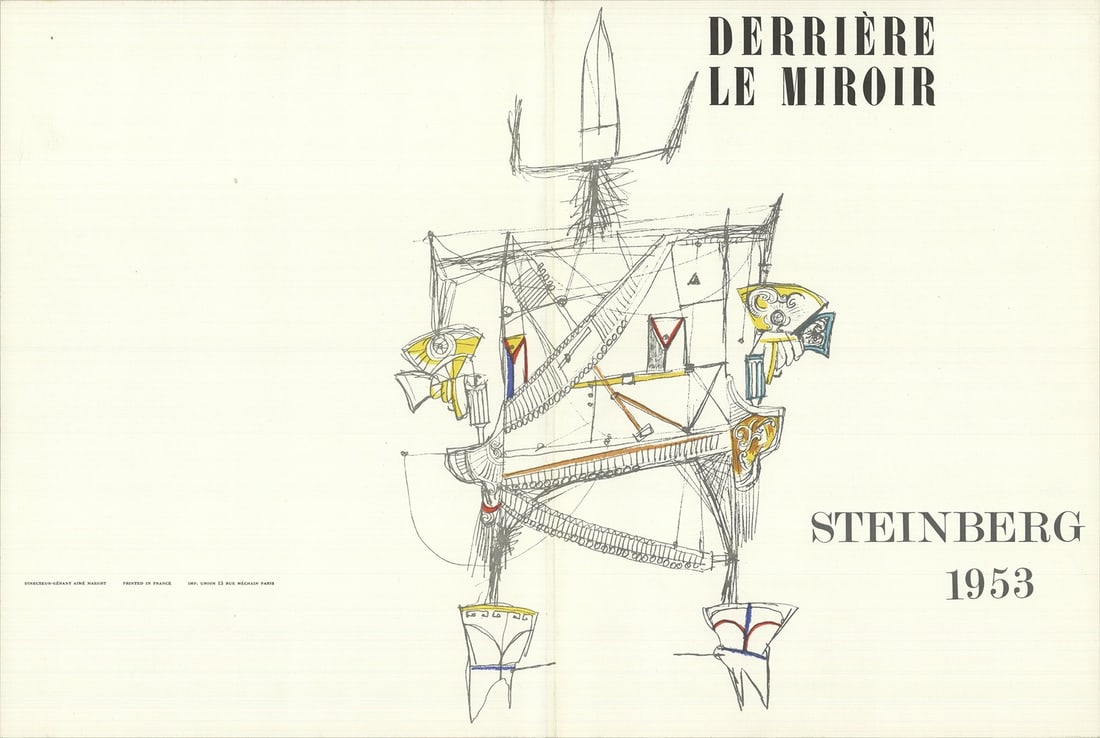 White SAUL STEINBERG DLM 53-54 Cover 11" x 15" Lithograph 1953 Modernism Gray: White SAUL STEINBERG DLM 53-54 Cover 11" x 15" Lithograph 1953 Modernism Gray A stunning 1953 lithograph by renowned artist Saul Steinberg, the DLM 53-54 Cover is a masterpiece of modernist design, bo