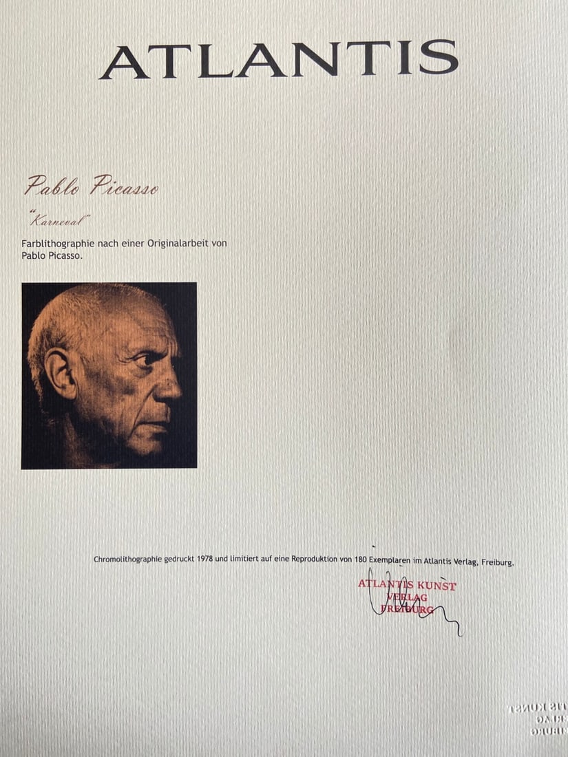 Picasso Lithograph, Handmade, Numbered - 7