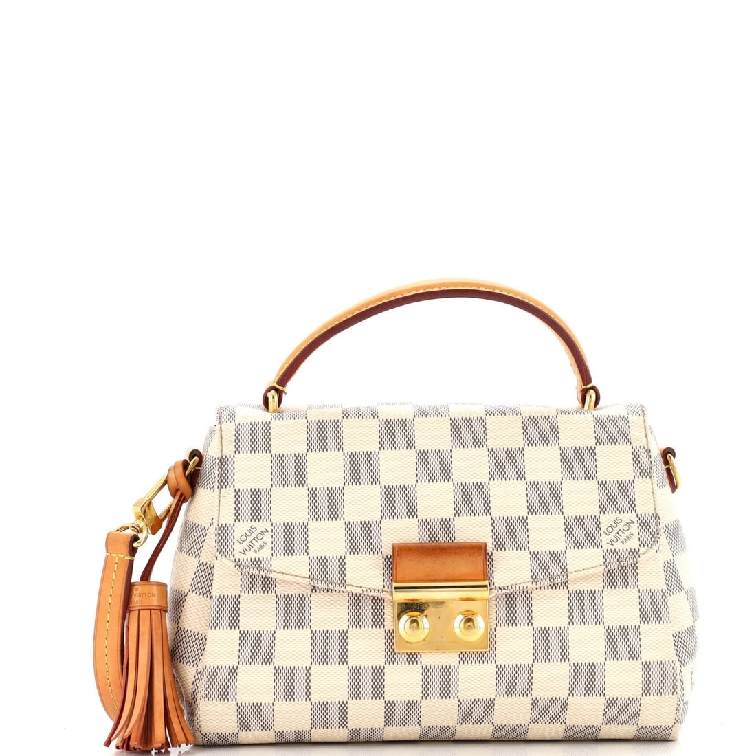 Louis Vuitton Damier Croisette Handbag: Louis Vuitton Damier Croisette Handbag Experience the iconic style of Louis Vuitton with this stunning Damier Croisette Cross Body Bag, boasting a crisp white canvas exterior and signature pink