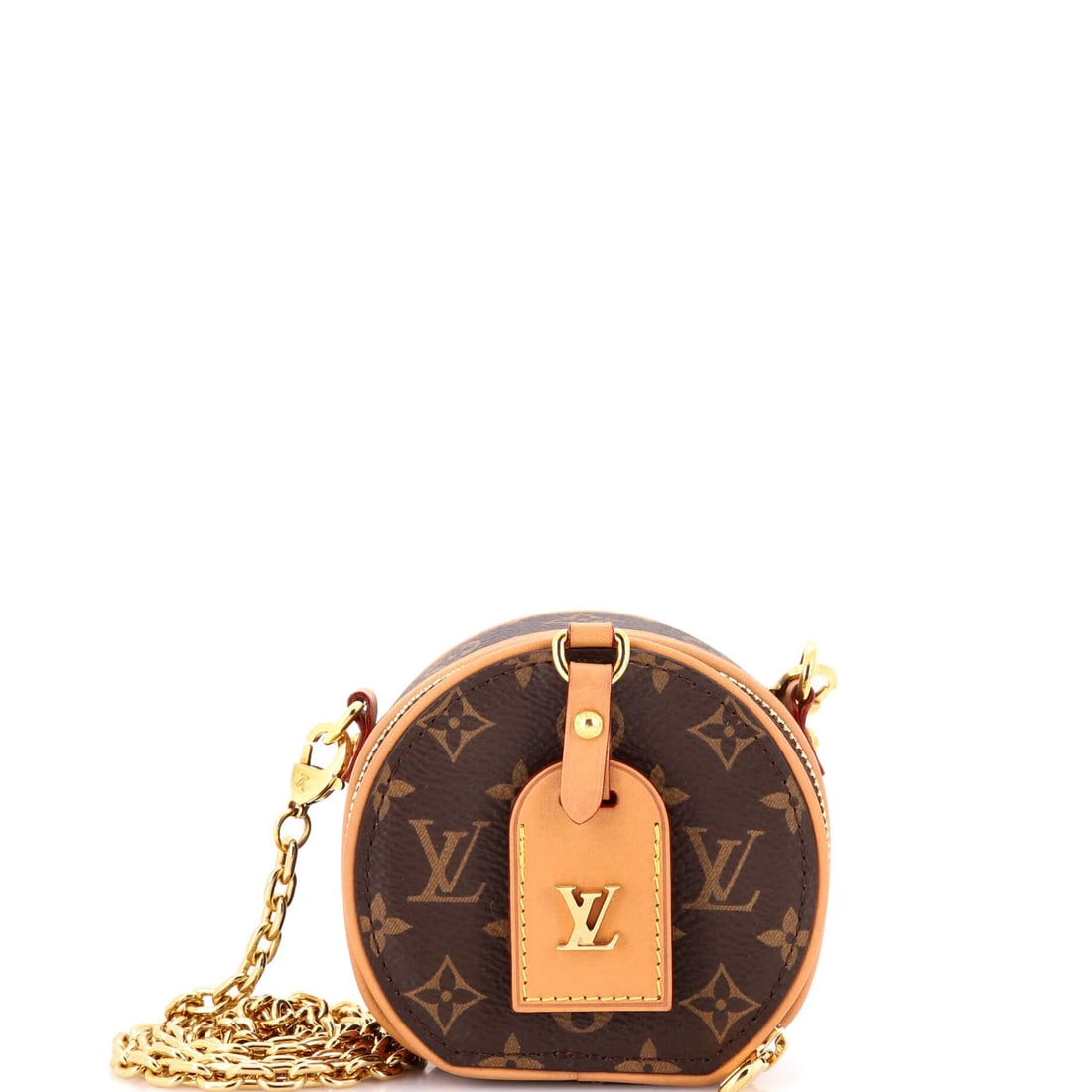 Louis Vuitton Monogram Canvas Boite Chapeau Necklace Bag: Louis Vuitton Monogram Canvas Boite Chapeau Necklace Bag A rare find for the Louis Vuitton enthusiast, this iconic Boite Chapeau Necklace Bag boasts the signature Monogram Canvas design in rich brown