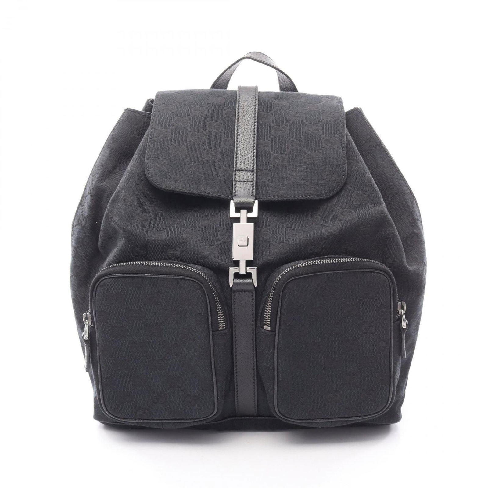 Gucci Canvas Leather Backpack: Gucci Canvas Leather Backpack Elevate your daily routine with the timeless Gucci Canvas Leather Backpack, boasting a chic black and navy color combination that exudes sophistication. Made from