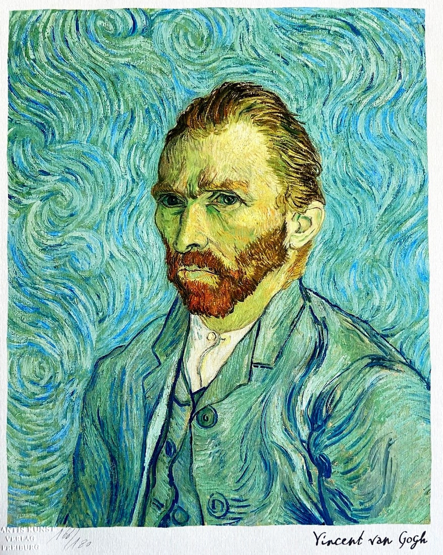 Schiele Vincent Van Gogh Lithograph From A Painting Numbered Egon: Schiele Vincent Van Gogh Lithograph From A Painting Numbered Egon A rare and authentic lithograph of Vincent Van Gogh's self-portrait, printed in 1978 by Atlantis Verlag, is up for auction. This uniqu