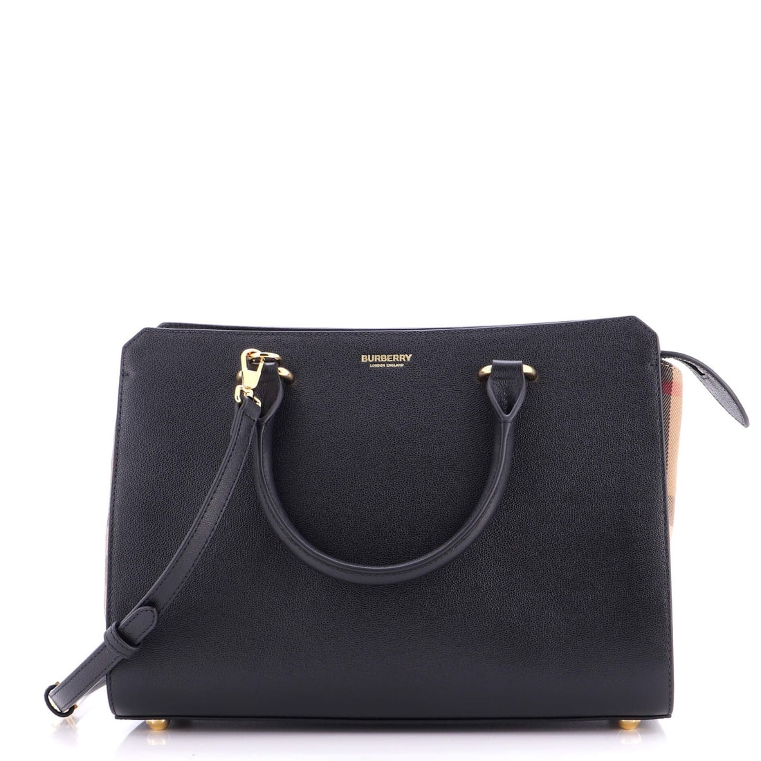 Burberry Banwell Tote in Leather & House Check Canvas, Small (1 of 5)