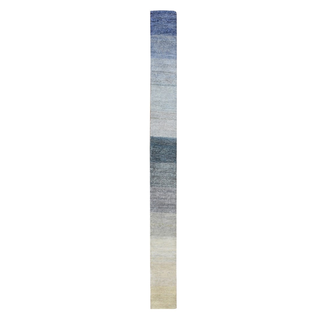 Rug 1'x12' Gray Chart Blanket Narrow Runner Silk with Wool Hand Knotted: Rug 1'x12' Gray Chart Blanket Narrow Runner Silk with Wool Hand Knotted Experience the timeless elegance of India's rich heritage with this stunning 1'x12' gray chart blanket narrow runner rug,