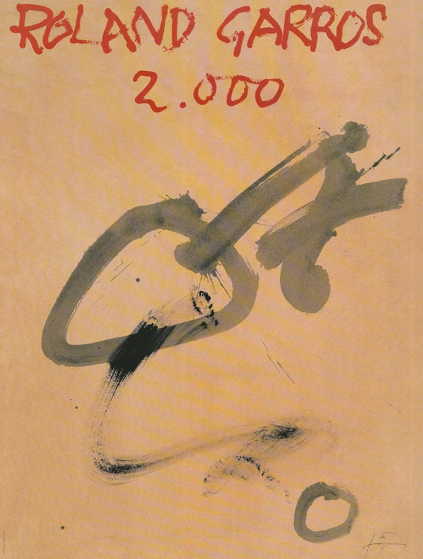 Expressionism ANTONI TAPIES Roland Garros French Open 29.5" x 22.5" Poster 2000: Expressionism ANTONI TAPIES Roland Garros French Open 29.5" x 22.5" Poster 2000 Experience the vibrant energy of Antoni Tapies' 2000 Roland Garros French Open poster, a stunning example of modern