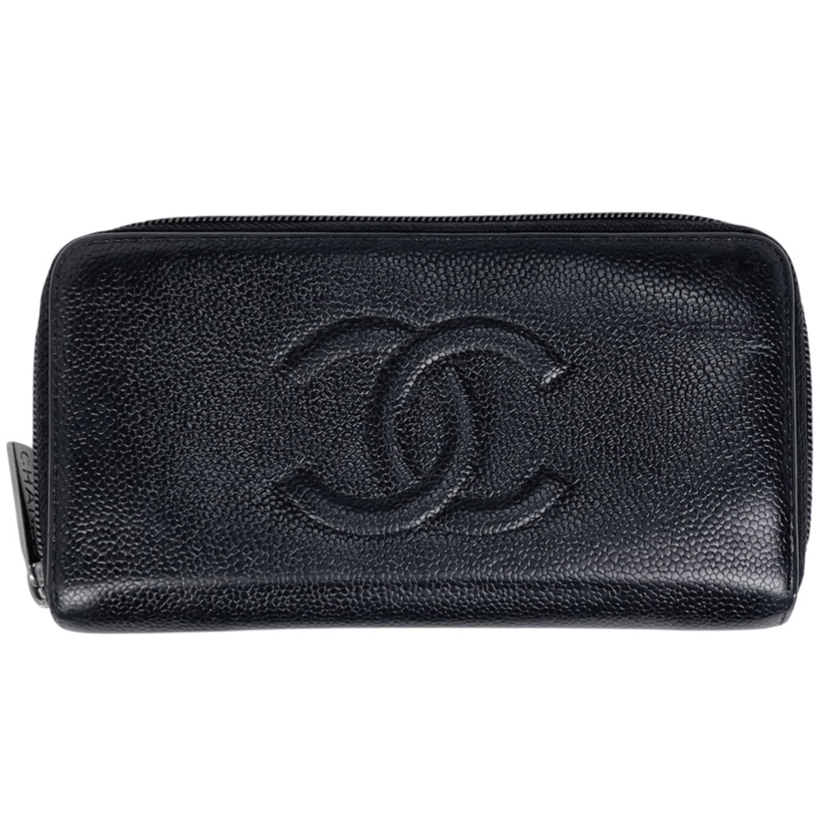 Calfskin Chanel Long Wallet (Bi-Fold) Grained: Calfskin Chanel Long Wallet (Bi-Fold) Grained A luxurious Chanel bi-fold wallet in rich black grained calfskin, perfect for adding a touch of timeless elegance to your daily essentials. With its