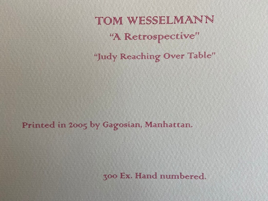 Numbered Tom Wesselmann Lithograph Op - 7