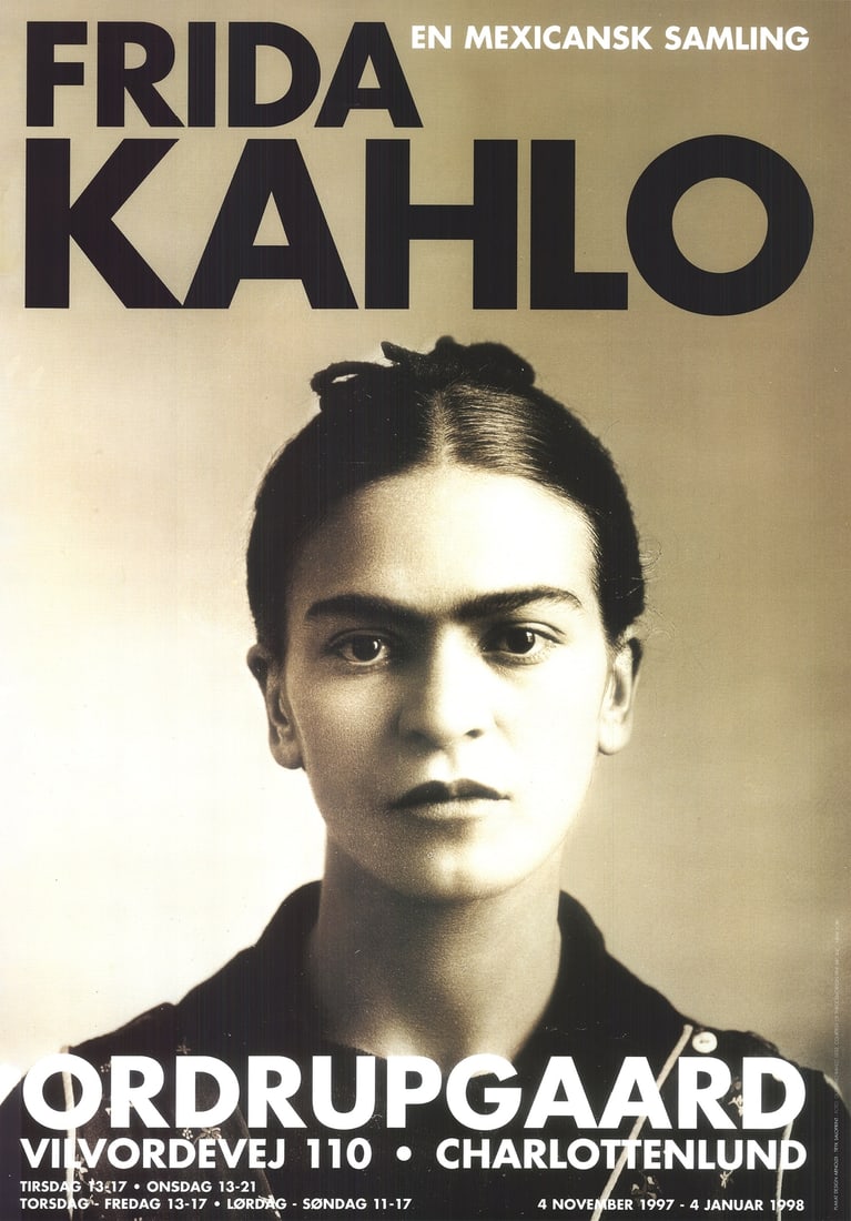 Frida Kahlo 1932 Poster - 39.25" x 27.5", Brown, Photography, 1997: Frida Kahlo 1932 Poster - 39.25" x 27.5", Brown, Photography, 1997 Experience the iconic style of Frida Kahlo with this rare 1932 poster, printed in 1997 by Guillermo Kahlo. Measuring 39.25" x 27.5",
