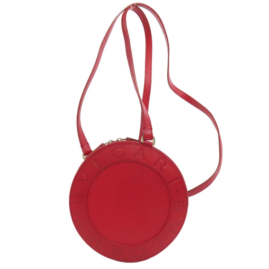BVLGARI Leather Shoulder Bag: BVLGARI Leather Shoulder Bag Elevate your style with the iconic BVLGARI Leather Shoulder Bag, crafted in Italy from rich red leather that exudes sophistication and glamour. This timeless shoulder bag