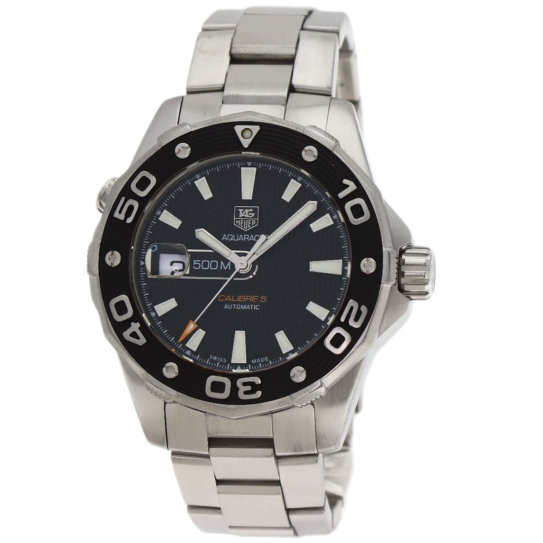 Stainless TAG HEUER Aquaracer Date Calibre 5 Watches WAJ2110: Stainless TAG HEUER Aquaracer Date Calibre 5 Watches WAJ2110 Experience the precision and sophistication of TAG HEUER's Aquaracer Date Calibre 5 watch, crafted from high-quality stainless steel with a