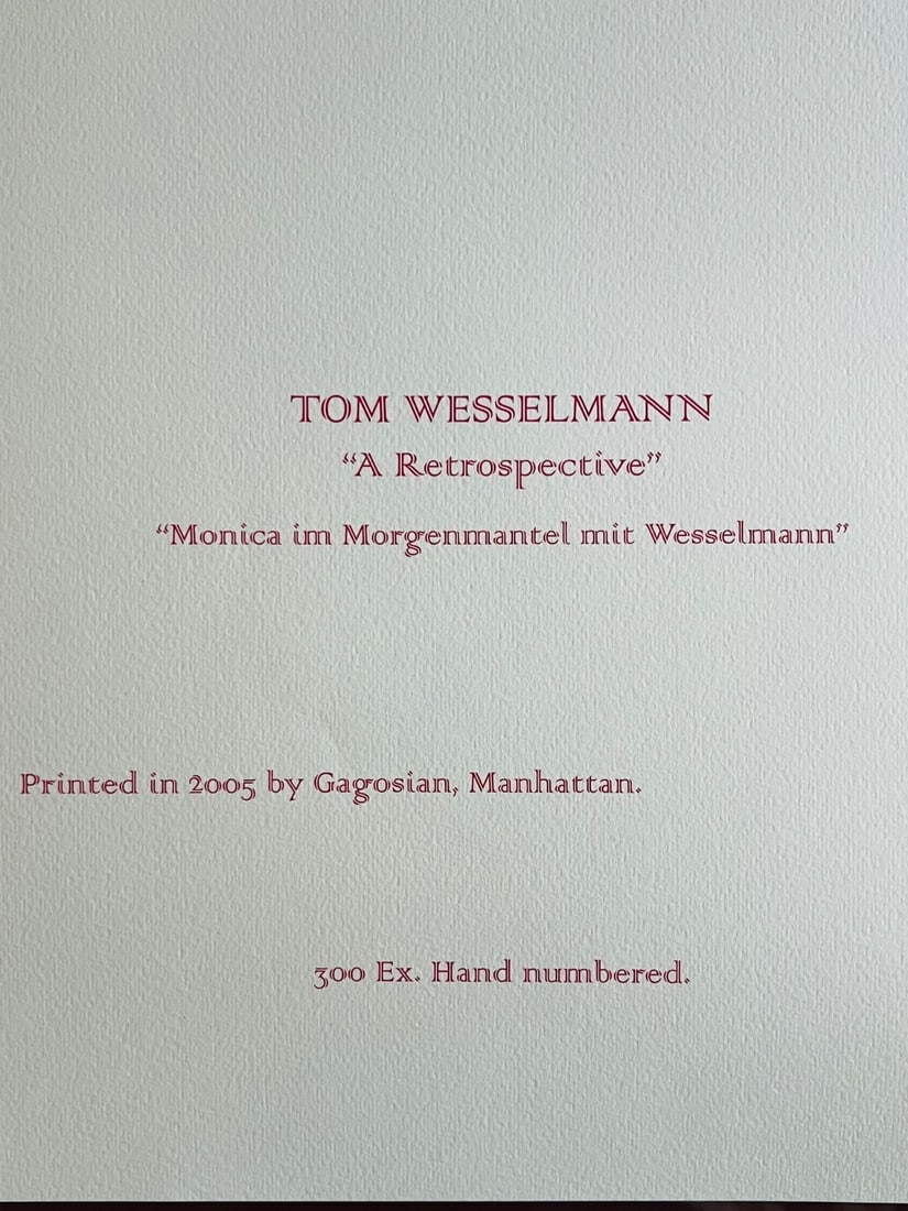 Numbered Tom Wesselmann Lithograph Handmade Op - 7