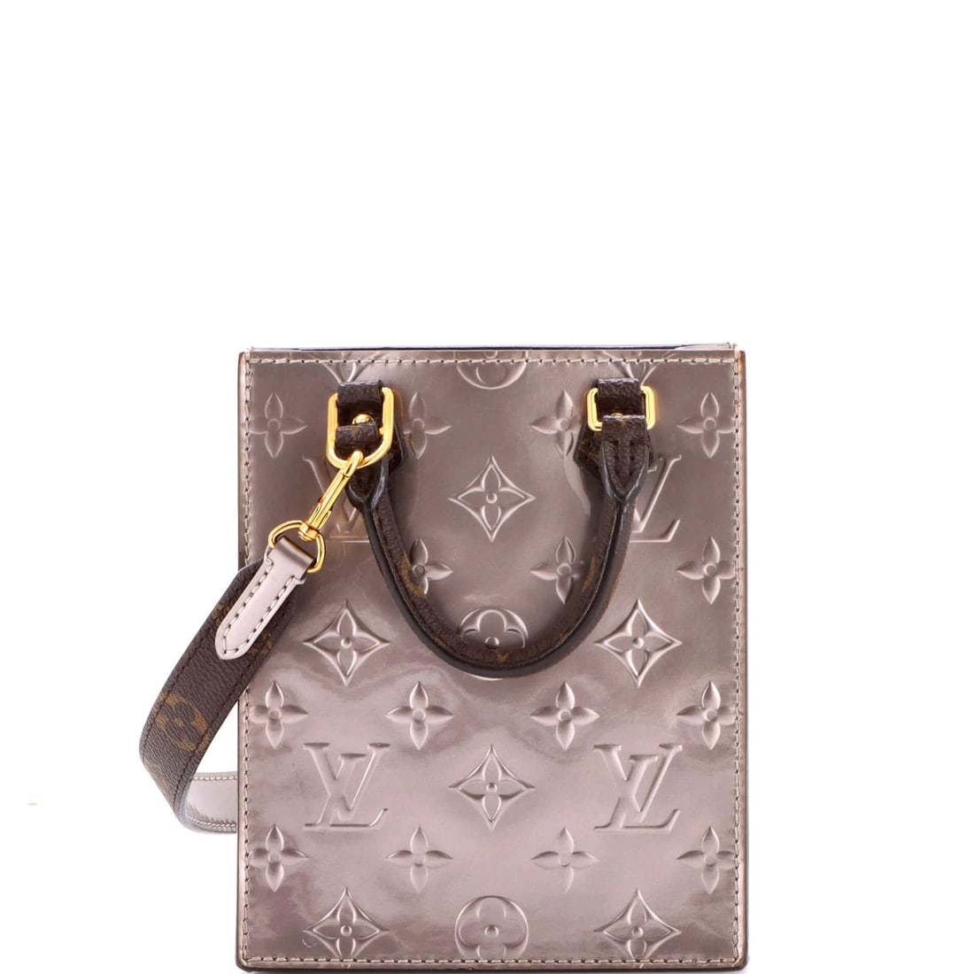 Louis Vuitton Petit Sac Plat Bag in Monogram Vernis and Canvas (1 of 7)