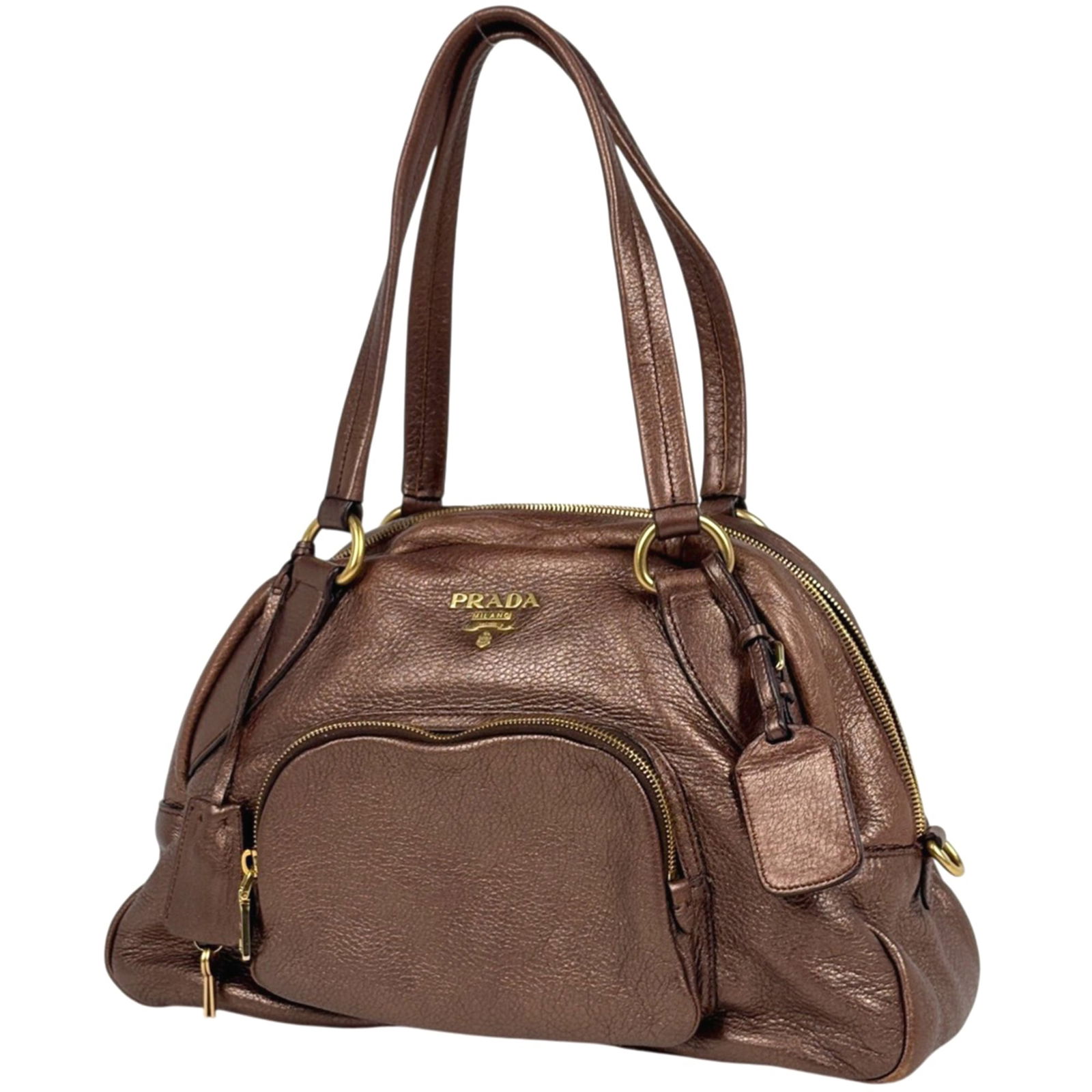 Prada Leather Shoulder Bag: Prada Leather Shoulder Bag A timeless Prada leather shoulder bag in rich brown, boasting a classic design with clean lines and premium quality construction. With its spacious interior and sturdy