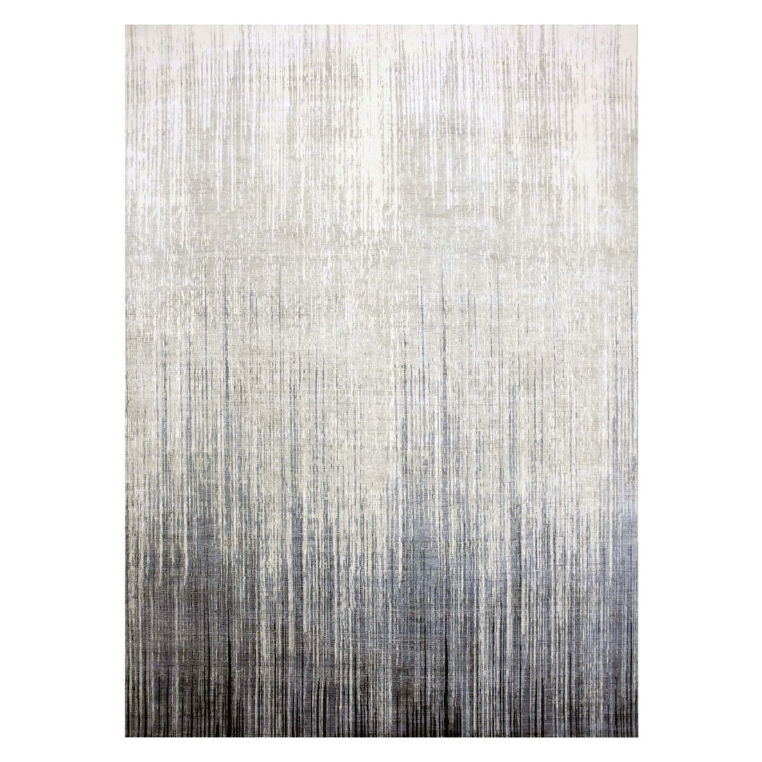 Rug 10'1"x14'2" Gray Pure Wool Hand Knotted Modern Ombre Design: Rug 10'1"x14'2" Gray Pure Wool Hand Knotted Modern Ombre Design Experience the rich texture and subtle nuances of Indian craftsmanship with this stunning 10'1"x14'2" gray pure wool hand knotted
