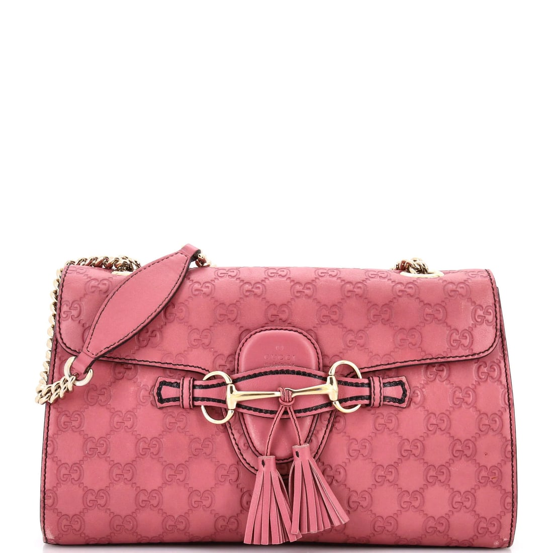 Gucci Emily Chain Flap Bag in Guccissima Leather - Medium: Gucci Emily Chain Flap Bag in Guccissima Leather - Medium The Gucci Emily Chain Flap Bag in Guccissima Leather is a stylish and iconic accessory that exudes luxury. With its signature chain-link