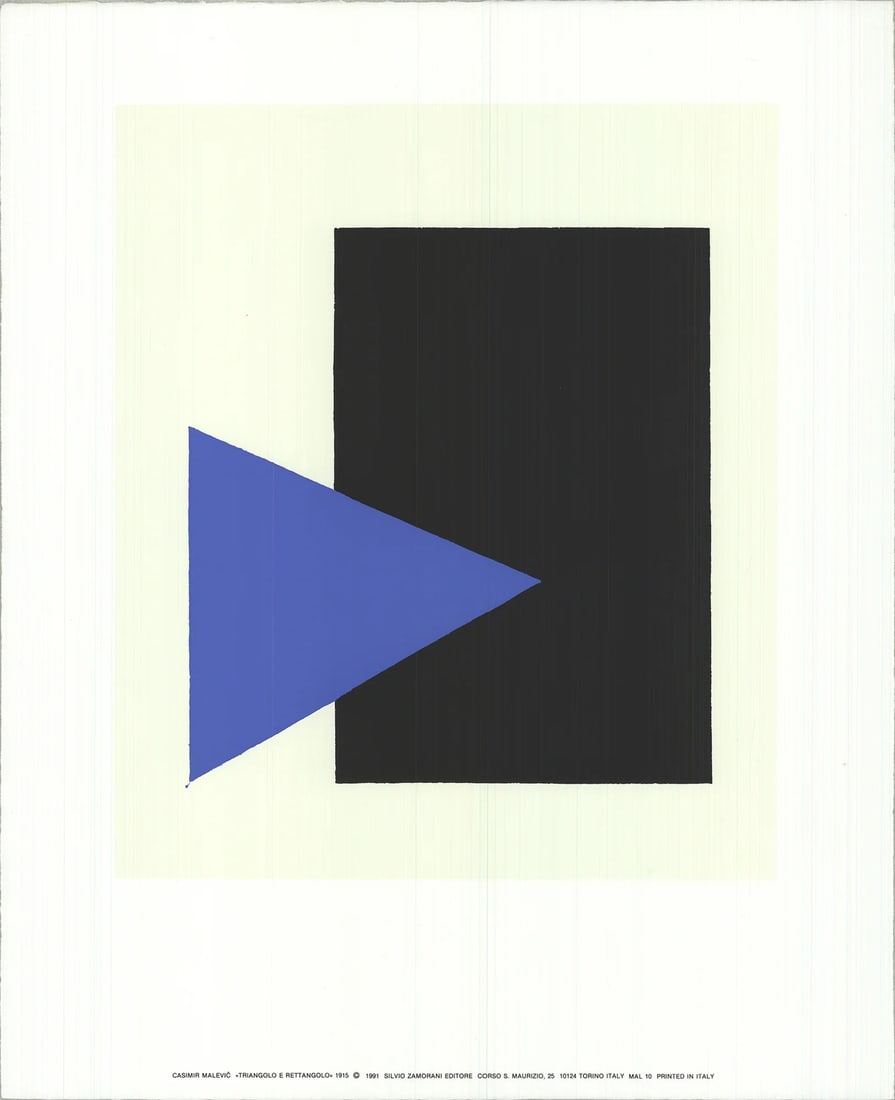 Modernism CASIMIR MALEVIC Triangle and Rectangle 19.5" x 16" Serigraph 1991: Modernism CASIMIR MALEVIC Triangle and Rectangle 19.5" x 16" Serigraph 1991 A stunning example of modern abstract art, Casimir Malevic's 'Triangle and Rectangle' (1991) is a striking serigraph