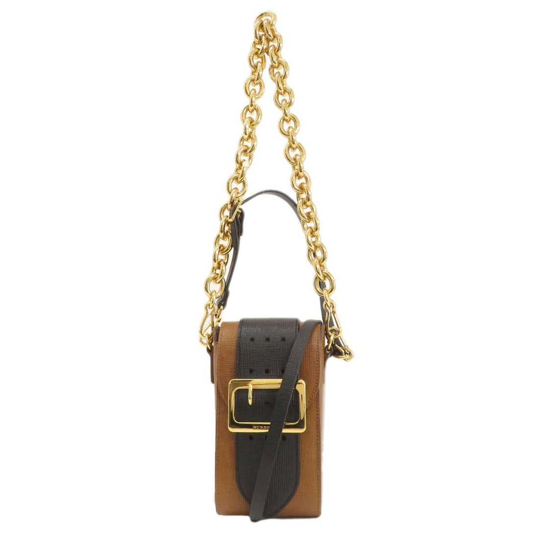Leather BURBERRY 3WAY Belt Motif Shoulder Bag: Leather BURBERRY 3WAY Belt Motif Shoulder Bag Elevate your style with the iconic BURBERRY 3WAY Belt Motif Shoulder Bag, crafted from rich brown leather and boasting a timeless 3-way closure system