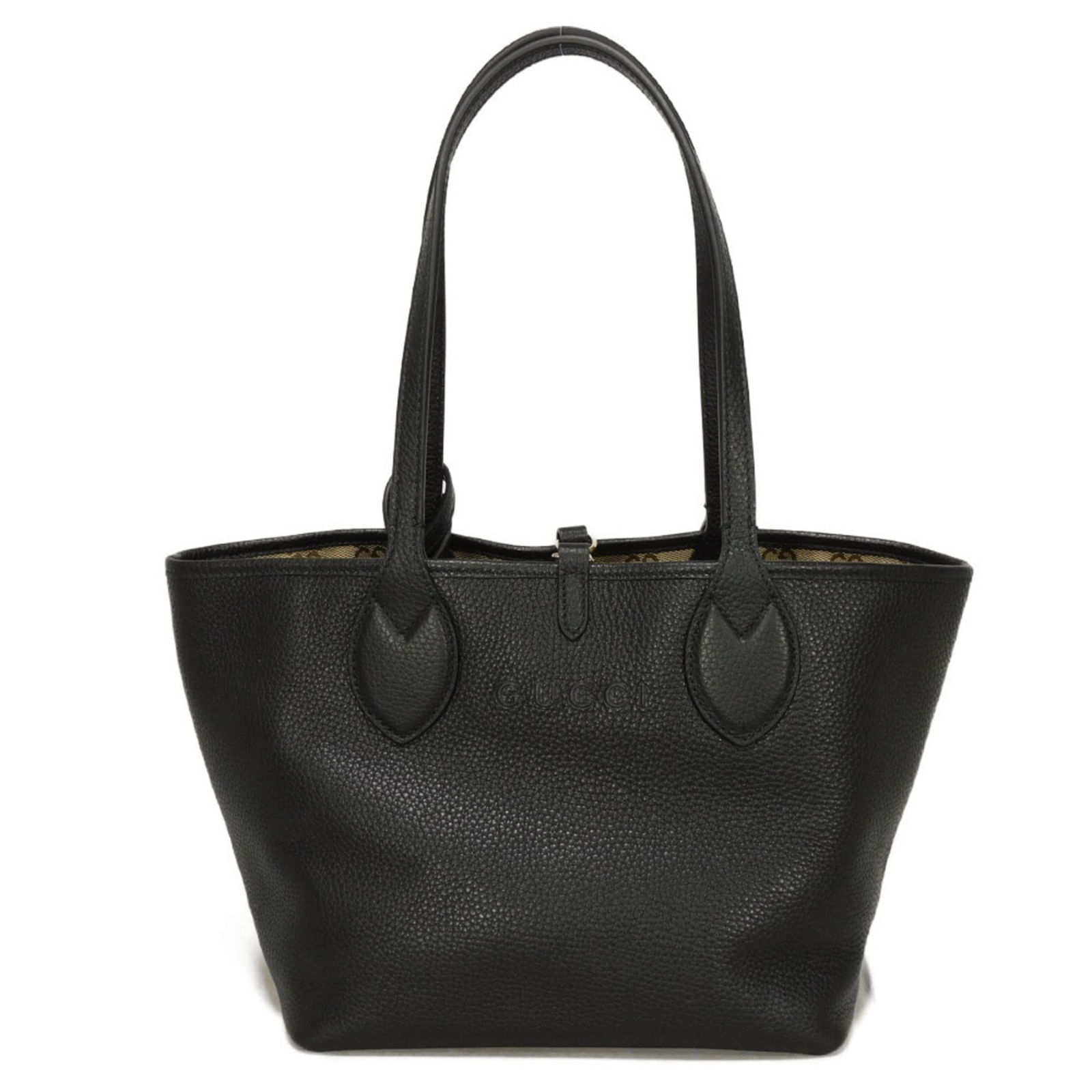 Gucci Canvas and Leather Tote Bag: Gucci Canvas and Leather Tote Bag Elevate your everyday style with the iconic Gucci Canvas and Leather Tote Bag, boasting a timeless beige and black color combination that exudes sophistication.