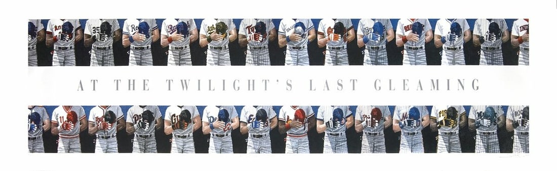 Lithogr DWIGHT BAIRD At the Twilights Last Gleaming SIGNED 13.75" x 52.5" Offset: Lithogr DWIGHT BAIRD At the Twilights Last Gleaming SIGNED 13.75" x 52.5" Offset A stunning offset lithograph by Dwight Baird, "At the Twilights Last Gleaming" is a striking piece that showcases the a