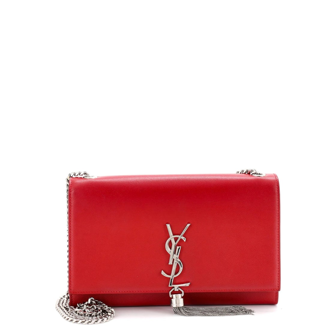 Saint Laurent Medium Leather Classic Monogram Tassel Crossbody Bag: Saint Laurent Medium Leather Classic Monogram Tassel Crossbody Bag Elevate your style with the iconic Saint Laurent Classic Monogram Tassel Crossbody Bag, boasting sleek red leather and timeless