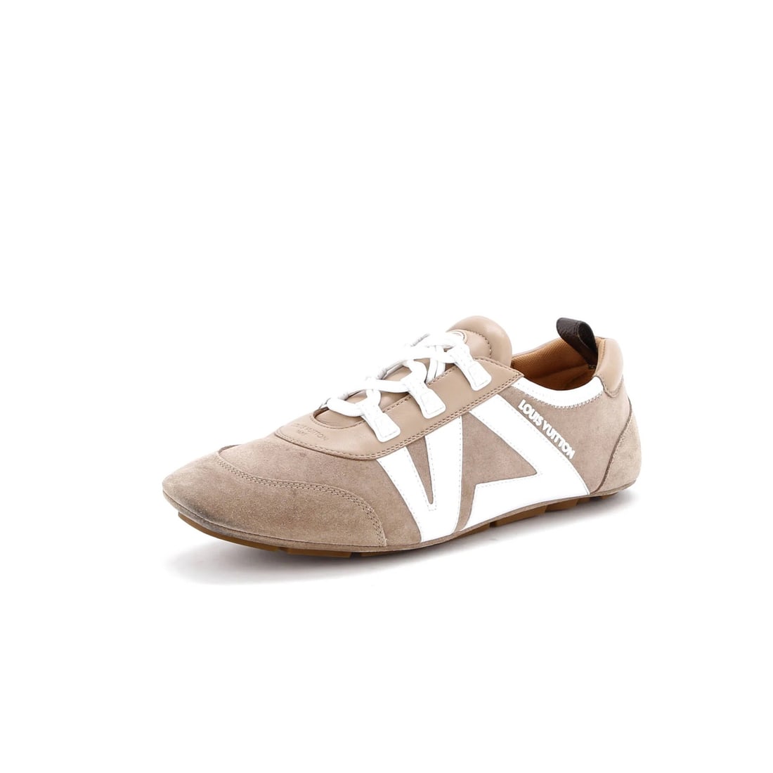 Louis Vuitton Women's Leather and Suede Sneakerina Sneakers: Louis Vuitton Women's Leather and Suede Sneakerina Sneakers Elevate your shoe game with the iconic Louis Vuitton Sneakerina sneakers, boasting sleek leather and suede upper in neutral tones that